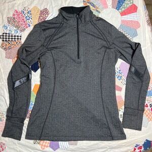MPG Sport Womens‎ Grey Herringbone Quarter Zip Long Sleeve Thumbhole Top Large